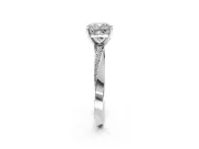 Side Accent Engagement Ring Setting for Cushion Cut Center with Accent Shoulders and Prong Head in Platinum