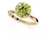 Solitaire Engagement Ring Setting for Fancy Yellow Round Cut Center with Fine Wire Band and Prong Head in Yellow Gold