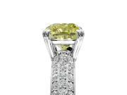 Solitaire Engagement Ring Setting for Fancy Yellow Cushion Cut Center with Multi-Row Pave Accents and Basket Head in Sterling Silver