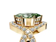 Halo Engagement Ring Setting for Fancy Green Marquise Center with Pave Infinity Twist Band and Prong Head in Yellow Gold