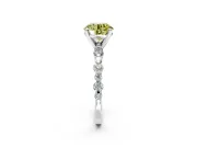 Solitaire Engagement Ring Setting for Fancy Yellow Round Cut Center with Alternating Size Accents and Prong Head in Sterling Silver