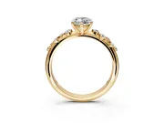 Cluster Engagement Ring Setting for Marquise Center with Round Cut Accent Band and Prong Head in Yellow Gold
