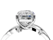 Solitaire Engagement Ring Setting for Radiant Cut Center with Pave and Plain Crossover Band and Prong Head in Platinum