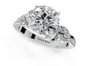 Solitaire Engagement Ring Setting for Round Cut Center with Marquise Accent Twist Band and Prong Head in Platinum