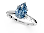 Solitaire Engagement Ring Setting for Fancy Blue Pear-Shaped Center with Narrow Cathedral Band and Prong Head in Sterling Silver