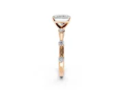Solitaire Engagement Ring Setting for Radiant Cut Center with Bezel Station Band and Prong Head in Rose Gold