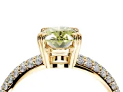 Solitaire Engagement Ring Setting for Fancy Yellow Oval Center with Multi-Row Pave Accents and Basket Head in Yellow Gold