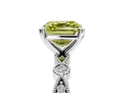 Solitaire Engagement Ring Setting for Fancy Yellow Asscher Cut Center with Milgrain Bezel Accents and Prong Head in Platinum