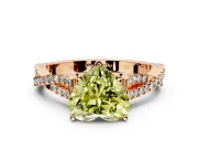 Solitaire Engagement Ring Setting for Fancy Yellow Heart-Shaped Center with Twisted Pave Split Shank and Prong Head in Rose Gold