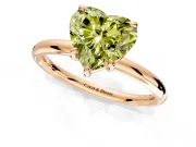 Low-Set Solitaire Engagement Ring Setting for Fancy Yellow Heart-Shaped Center with Thin Plain Band and Prong Head in Rose Gold
