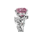 Solitaire Engagement Ring Setting for Fancy Pink Cushion Cut Center with Marquise Accent Twist Band and Prong Head in White Gold