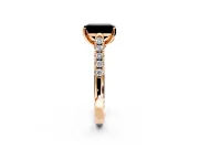 Solitaire Engagement Ring Setting for Fancy Black Emerald Cut Center with Partway Pave Band and Prong Head in Rose Gold