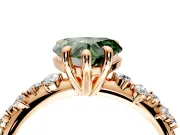 Solitaire Engagement Ring Setting for Fancy Green Heart-Shaped Center with Trailing Leaf Accent Band and Prong Head in Rose Gold
