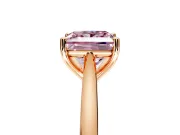 Solitaire Engagement Ring Setting for Fancy Pink Princess Cut Center with Narrow Cathedral Band and Prong Head in Rose Gold