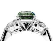 3 Stone Engagement Ring Setting for Fancy Green Radiant Cut Center with Large Pear-Shaped Accents and Prong Head in White Gold