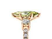 3 Stone Engagement Ring Setting for Fancy Yellow Marquise Center with Round Cut Side Accents and Prong Head in Rose Gold