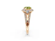 Halo Engagement Ring Setting for Fancy Yellow Round Cut Center with Two-Strand Split Shank and Prong Head in Rose Gold