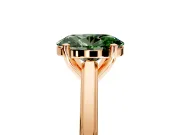 Solitaire Engagement Ring Setting for Fancy Green Oval Center with Flat-Sided Plain Band and Prong Head in Rose Gold
