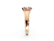 Solitaire Engagement Ring Setting for Fancy Pink Pear-Shaped Center with Wide Band, Pave Collar and Prong Head in Rose Gold