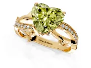 Solitaire Engagement Ring Setting for Fancy Yellow Heart-Shaped Center with Pave and Plain Crossover Band and Prong Head in Yellow Gold