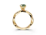 Solitaire Engagement Ring Setting for Fancy Green Oval Center with Pave and Plain Crossover and Basket Head in Yellow Gold