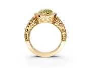 Milgrain Halo Engagement Ring Setting for Fancy Yellow Heart-Shaped Center with Pave Band and Prong Head in Yellow Gold