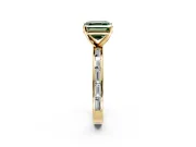 Solitaire Engagement Ring Setting for Fancy Green Asscher Cut Center with Channel Baguette Band and Prong Head in Yellow Gold