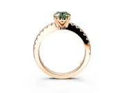 Solitaire Engagement Ring Setting for Fancy Green Oval Center with Single Row Accent Band and Prong Head in Rose Gold