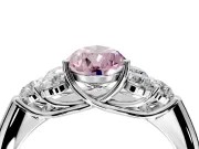 Cluster Engagement Ring Setting for Fancy Pink Pear-Shaped Center with Round Cut Accent Frame and Prong Head in White Gold