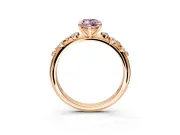 Cluster Engagement Ring Setting for Fancy Pink Marquise Center with Round Cut Accent Band and Prong Head in Rose Gold
