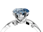 Solitaire Engagement Ring Setting for Fancy Blue Heart-Shaped Center with Pave and Plain Crossover Band and Prong Head in Platinum