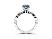 Solitaire Engagement Ring Setting for Fancy Blue Round Cut Center with Milgrain Bezel Accents and Prong Head in Platinum