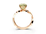 Solitaire Engagement Ring Setting for Fancy Yellow Princess Cut Center with Pave and Plain Crossover Band and Prong Head in Rose Gold