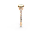 Solitaire Engagement Ring Setting for Fancy Yellow Princess Cut Center with Widening Pave Band and Claw Prong Head in Rose Gold