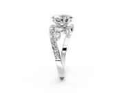 Solitaire Engagement Ring Setting for Oval Center with Pave Bypass Twist Band and Prong Head in White Gold