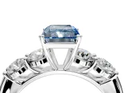 5 Stone Engagement Ring Setting for Fancy Blue Radiant Cut Center with Graduated Accents and Prong Head in Platinum