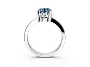 Solitaire Engagement Ring Setting for Fancy Blue Round Cut Center with Plain Band and Flat Tab Prong Head in White Gold