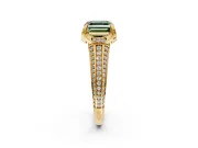 Solitaire Engagement Ring Setting for Fancy Green Asscher Cut Center with Accented Split Shank and Prong Head in Yellow Gold