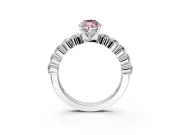 Shared-Prong Engagement Ring Setting for Fancy Pink Marquise Center with Graduated Accents and Prong Head in White Gold