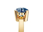 Solitaire Engagement Ring Setting for Fancy Blue Round Cut Center with Plain Band and Flat Tab Prong Head in Yellow Gold