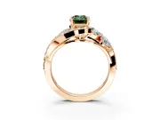 Halo Engagement Ring Setting for Fancy Green Emerald Cut Center with Marquise and Pave Bypass Band and Prong Head in Rose Gold