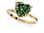 Minimalist Solitaire Engagement Ring Setting for Fancy Green Heart-Shaped Center with Thin Band and Prong Head in Yellow Gold