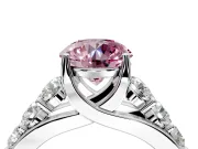 Solitaire Engagement Ring Setting for Fancy Pink Round Cut Center with Graduated Shared Prongs and Prong Head in Sterling Silver