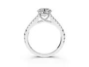 Solitaire Engagement Ring Setting for Round Cut Center with Pave Split Shank and Prong Head in Platinum