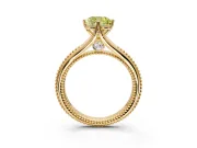 Solitaire Engagement Ring Setting for Fancy Yellow Cushion Cut Center with Milgrain Cathedral Band and Prong Head in Yellow Gold