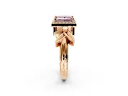 Halo Engagement Ring Setting for Fancy Pink Princess Cut Center with Floral Band and Prong Head in Rose Gold