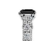 Solitaire Engagement Ring Setting for Fancy Black Asscher Cut Center with Pave Cathedral Shoulders and Prong Head in Sterling Silver
