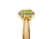 Solitaire Engagement Ring Setting for Fancy Yellow Cushion Cut Center with Reverse Tapered Band and Prong Head in Yellow Gold