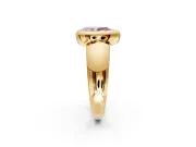 Solitaire Engagement Ring Setting for Fancy Pink Pear-Shaped Center with Wide Band and Bezel Head in Yellow Gold