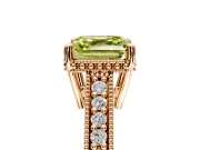 Engraved Engagement Ring Setting for Fancy Yellow Asscher Cut Center with Milgrain Pave Band and Prong Head in Rose Gold